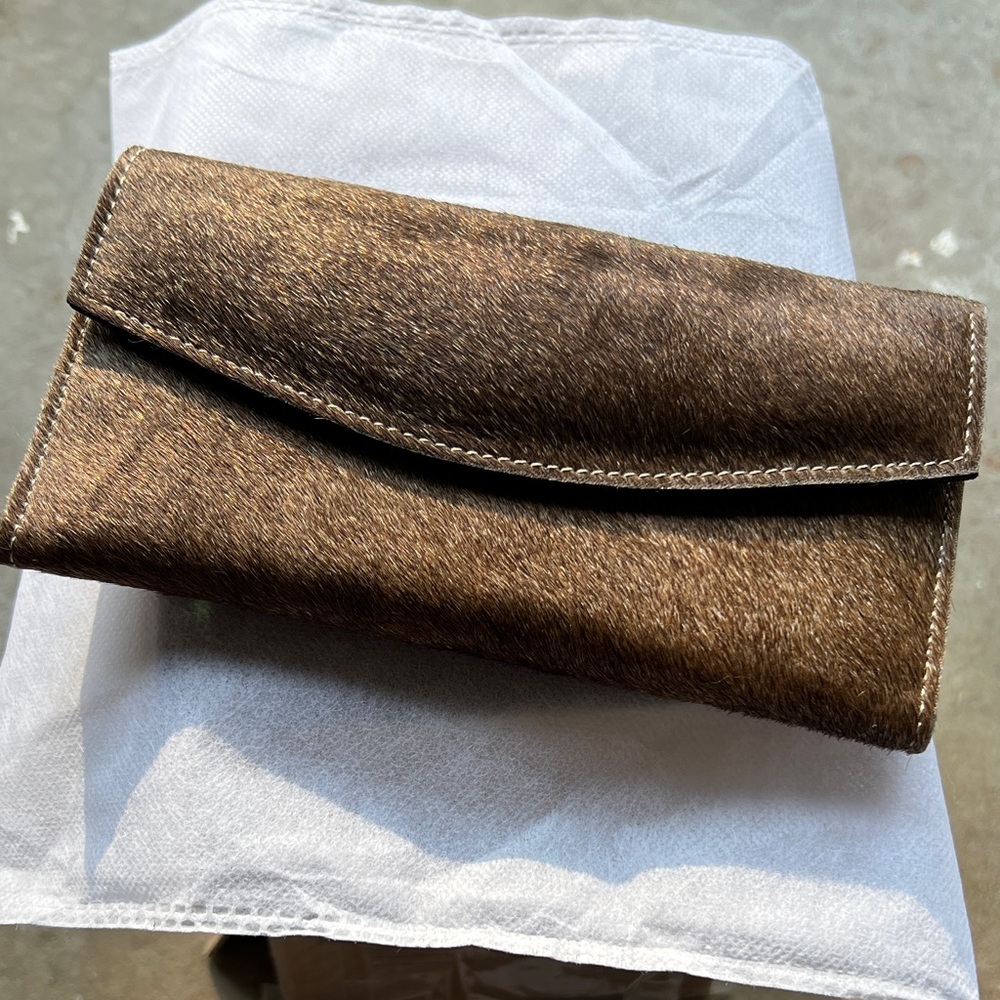Brown Fur Clutch Wallet